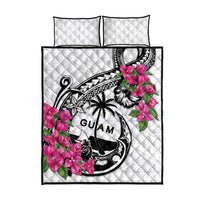 Guam Chamorro Quilt Bed Set Bougainvillea White Polynesian Tribal Pattern