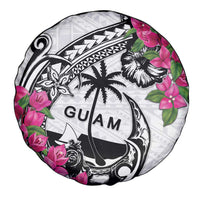 Guam Chamorro Spare Tire Cover Bougainvillea White Polynesian Tribal Pattern