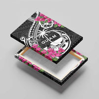 Guam Chamorro Canvas Wall Art Bougainvillea Black Polynesian Tribal Pattern