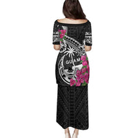 Guam Chamorro Family Matching Puletasi and Hawaiian Shirt Bougainvillea Black Polynesian Tribal Pattern