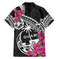 Guam Chamorro Hawaiian Shirt Bougainvillea Black Polynesian Tribal Pattern
