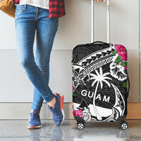 Guam Chamorro Luggage Cover Bougainvillea Black Polynesian Tribal Pattern