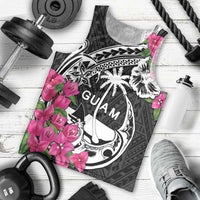Guam Chamorro Men Tank Top Bougainvillea Black Polynesian Tribal Pattern