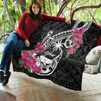 Guam Chamorro Quilt Bougainvillea Black Polynesian Tribal Pattern