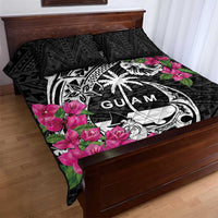 Guam Chamorro Quilt Bed Set Bougainvillea Black Polynesian Tribal Pattern