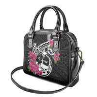 Guam Chamorro Shoulder Handbag Bougainvillea Black Polynesian Tribal Pattern
