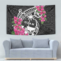 Guam Chamorro Tapestry Bougainvillea Black Polynesian Tribal Pattern