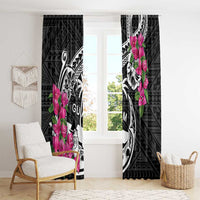 Guam Chamorro Window Curtain Bougainvillea Black Polynesian Tribal Pattern