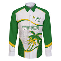 Custom Tailevu Rugby Family Matching Long Sleeve Bodycon Dress and Hawaiian Shirt Fiji Tapa Pattern LT05 Dad's Shirt - Long Sleeve Green - Polynesian Pride