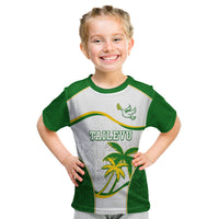 Custom Tailevu Rugby Kid T Shirt Fiji Tapa Pattern LT05 Green - Polynesian Pride