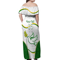 Custom Tailevu Rugby Off Shoulder Maxi Dress Fiji Tapa Pattern LT05 - Polynesian Pride