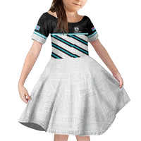 Custom Fiji Rugby Family Matching Long Sleeve Bodycon Dress and Hawaiian Shirt Fijian 7s With Tapa Pattern LT05 Daughter's Dress White - Polynesian Pride