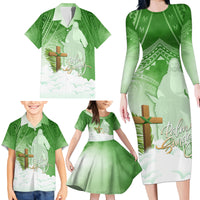 Happy Palm Sunday Family Matching Long Sleeve Bodycon Dress and Hawaiian Shirt With Polynesian Pattern LT05 - Polynesian Pride