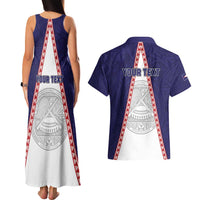 Personalised American Samoa Flag Day Couples Matching Tank Maxi Dress and Hawaiian Shirt Flag Style