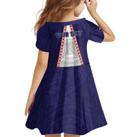 Personalised American Samoa Flag Day Kid Short Sleeve Dress Flag Style