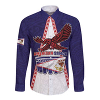 Personalised American Samoa Flag Day Long Sleeve Button Shirt Flag Style