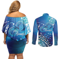 Polynesia Autism Awareness Couples Matching Off Shoulder Short Dress and Long Sleeve Button Shirt Be In Awe Of My 'Tism