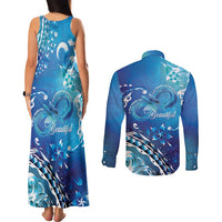 Polynesia Autism Awareness Couples Matching Tank Maxi Dress and Long Sleeve Button Shirt Be In Awe Of My 'Tism