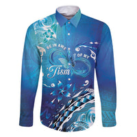 Polynesia Autism Awareness Family Matching Off Shoulder Maxi Dress and Hawaiian Shirt Be In Awe Of My 'Tism