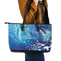 Polynesia Autism Awareness Leather Tote Bag Be In Awe Of My 'Tism LT05 - Polynesian Pride