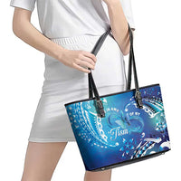 Polynesia Autism Awareness Leather Tote Bag Be In Awe Of My 'Tism LT05 - Polynesian Pride