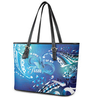 Polynesia Autism Awareness Leather Tote Bag Be In Awe Of My 'Tism LT05 - Polynesian Pride