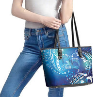 Polynesia Autism Awareness Leather Tote Bag Be In Awe Of My 'Tism LT05 - Polynesian Pride