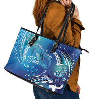 Polynesia Autism Awareness Leather Tote Bag Be In Awe Of My 'Tism LT05 - Polynesian Pride