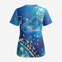 Polynesia Autism Awareness Scrub Top Be In Awe Of My 'Tism - Polynesian Pride