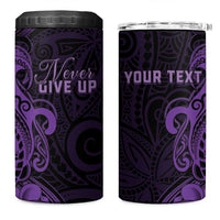 Personalised Lupus Warrior 4 in 1 Can Cooler Tumbler Never Give Up Polynesian Style LT05 One Size: 16 oz Purple - Polynesian Pride