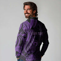 Personalised Lupus Warrior Long Sleeve Polo Shirt Never Give Up Polynesian Style