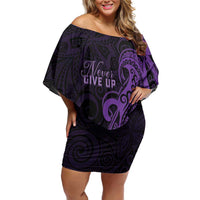 Personalised Lupus Warrior Off Shoulder Short Dress Never Give Up Polynesian Style