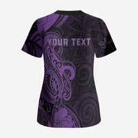 Personalised Lupus Warrior Scrub Top Never Give Up Polynesian Style