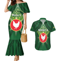 Personalized American Samoa Manu'a Cession Day Couples Matching Mermaid Dress and Hawaiian Shirt With Polynesian Pattern LT05 Green - Polynesian Pride
