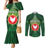 Personalized American Samoa Manu'a Cession Day Couples Matching Mermaid Dress and Long Sleeve Button Shirt With Polynesian Pattern LT05 Green - Polynesian Pride