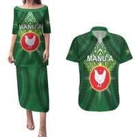 Personalized American Samoa Manu'a Cession Day Couples Matching Puletasi and Hawaiian Shirt With Polynesian Pattern LT05 Green - Polynesian Pride
