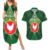 Personalized American Samoa Manu'a Cession Day Couples Matching Summer Maxi Dress and Hawaiian Shirt With Polynesian Pattern LT05 Green - Polynesian Pride