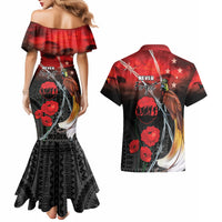 Papua New Guinea Remembrance Day Couples Matching Mermaid Dress and Hawaiian Shirt Lest We Forget LT05 - Polynesian Pride