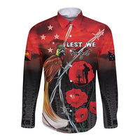 Papua New Guinea Remembrance Day Long Sleeve Button Shirt Lest We Forget