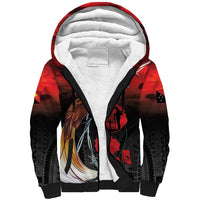 Papua New Guinea Remembrance Day Sherpa Hoodie Lest We Forget LT05 Unisex Red - Polynesian Pride