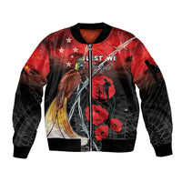 Papua New Guinea Remembrance Day Sleeve Zip Bomber Jacket Lest We Forget
