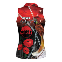 Papua New Guinea Remembrance Day Women Sleeveless Polo Shirt Lest We Forget
