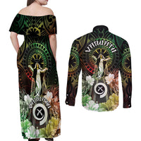 Vanuatu Happy Assumption Day Couples Matching Off Shoulder Maxi Dress and Long Sleeve Button Shirt