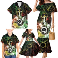 Vanuatu Happy Assumption Day Family Matching Mermaid Dress and Hawaiian Shirt