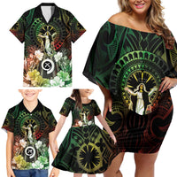 Vanuatu Happy Assumption Day Family Matching Off Shoulder Short Dress and Hawaiian Shirt
