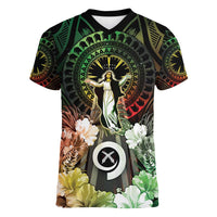 Vanuatu Happy Assumption Day Women V-Neck T-Shirt LT05 Female Reggae - Polynesian Pride