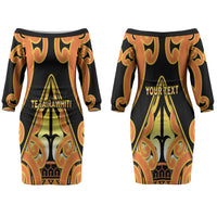 Personalised New Zealand Te Tairawhiti Couples Matching Off The Shoulder Long Sleeve Dress and Hawaiian Shirt Maori Koru Pattern LT05 - Polynesian Pride