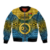 Vanuatu Sanma Province Bomber Jacket Coat Of Arms And Namele Fern Polynesian Pattern LT05 Unisex Yellow - Polynesian Pride
