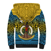 Vanuatu Sanma Province Sherpa Hoodie Coat Of Arms And Namele Fern Polynesian Pattern LT05 - Polynesian Pride