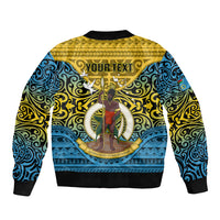 Personalized Vanuatu Sanma Province Sleeve Zip Bomber Jacket Coat Of Arms And Namele Fern Polynesian Pattern LT05 - Polynesian Pride